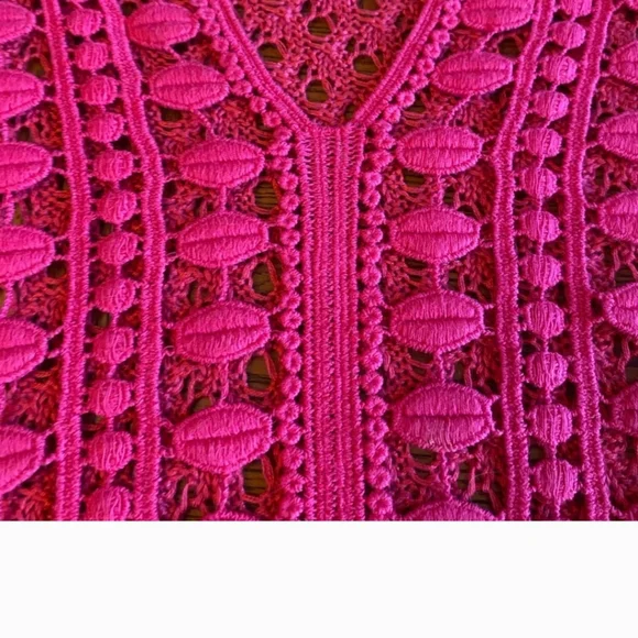 Chico's Crochet Open Knit Pink Sweater Size M - Picture 5 of 7
